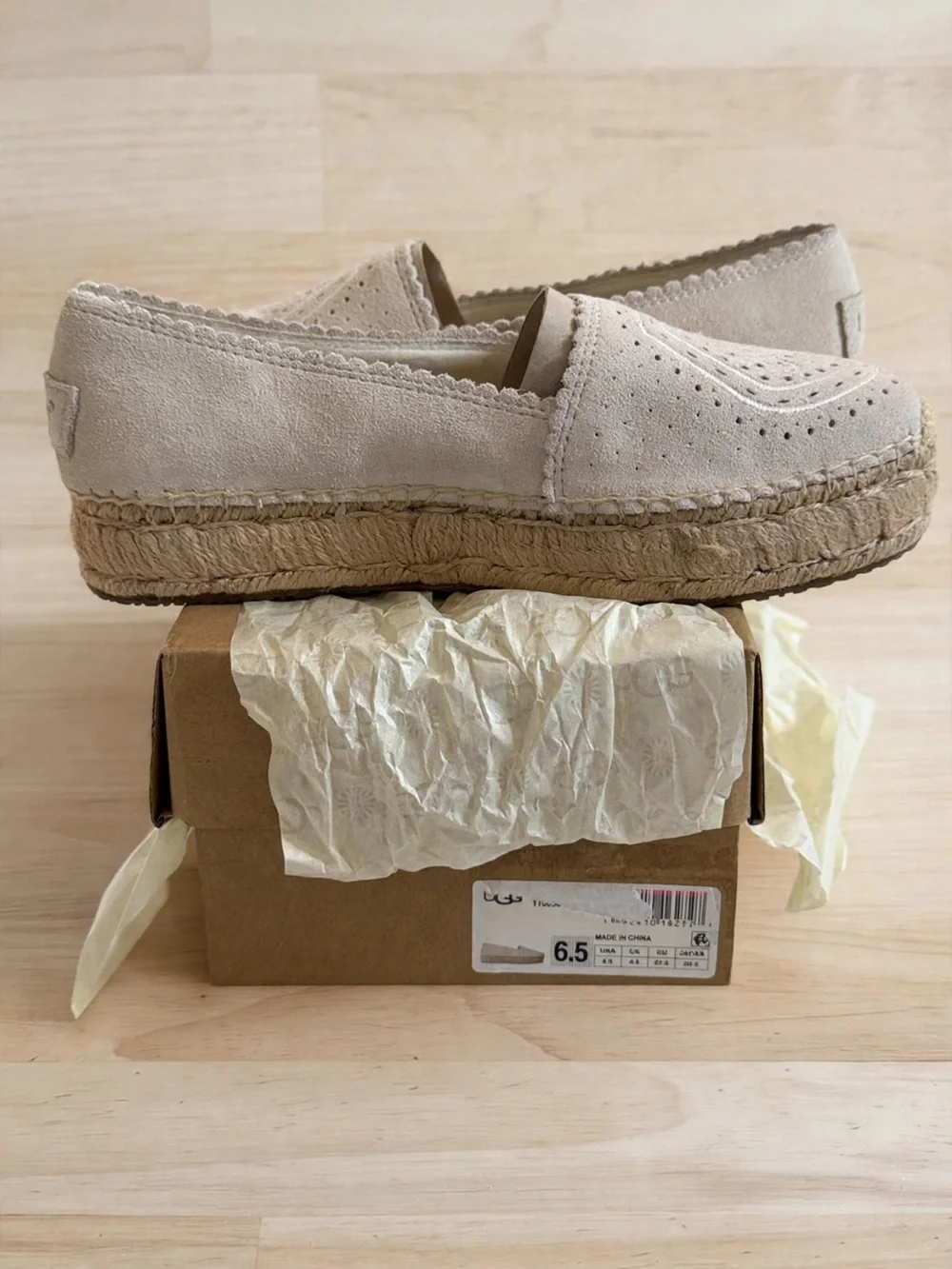 UGG Women’s Slip-On Espadrille in Light Beige 6.5